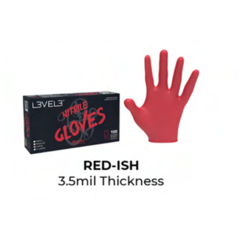 Guantes Profesionales Rojo - Nitrilo Red - 100 Unidades - L3VEL3   Ref: 490