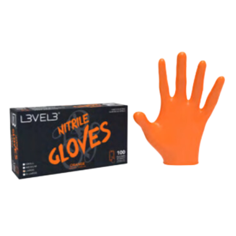 Guantes Profesionales Naranja - Nitrilo Orange - 100 Unidades - L3VEL3   Ref: 508